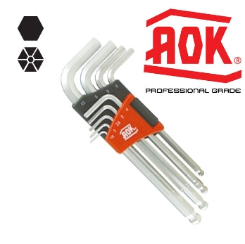 AOK Ball Metric Allen Hex Key Set 9-Peice - Professional Quality